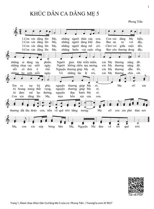 Sheet nhạc PDF bài Khúc Dân Ca Dâng Mẹ 5