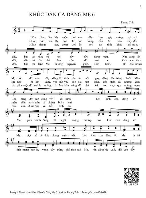 Sheet nhạc PDF bài Khúc Dân Ca Dâng Mẹ 6