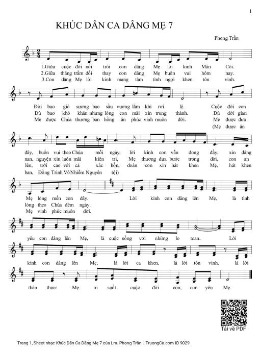 Sheet nhạc PDF bài Khúc Dân Ca Dâng Mẹ 7