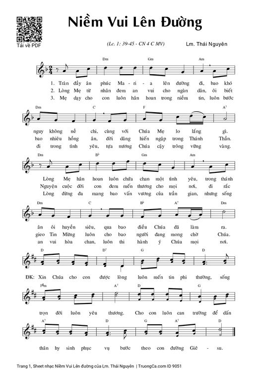 Sheet nhạc PDF bài Niềm Vui Lên đường