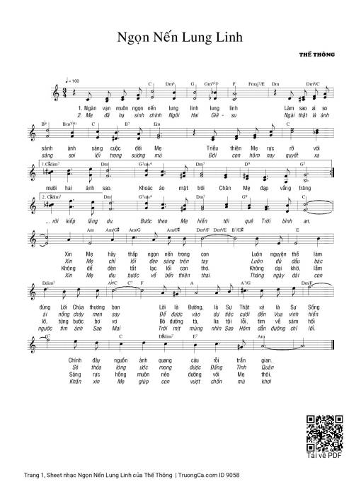 Sheet nhạc PDF bài Ngọn Nến Lung Linh