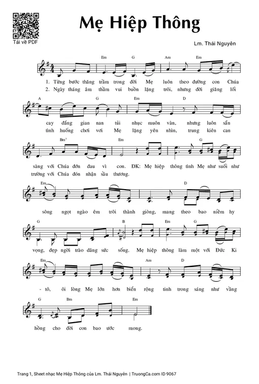 Sheet nhạc PDF bài Mẹ Hiệp Thông