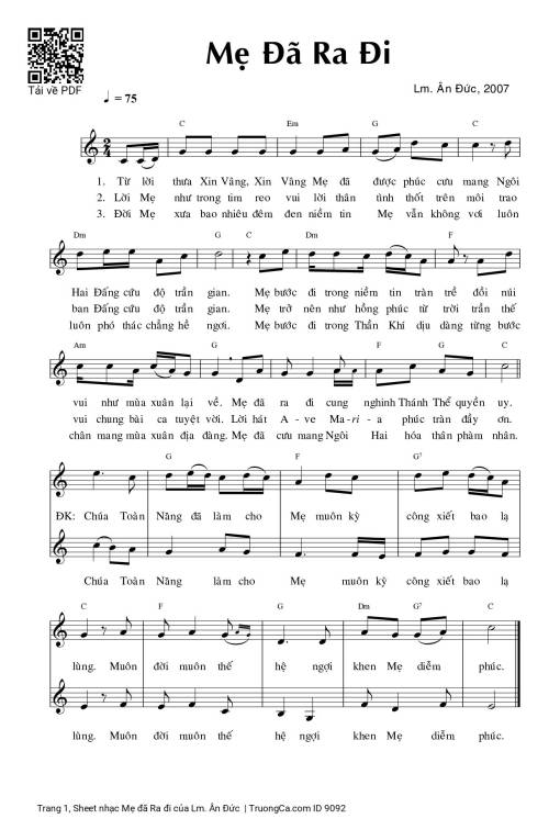 Sheet nhạc PDF bài Mẹ đã Ra đi