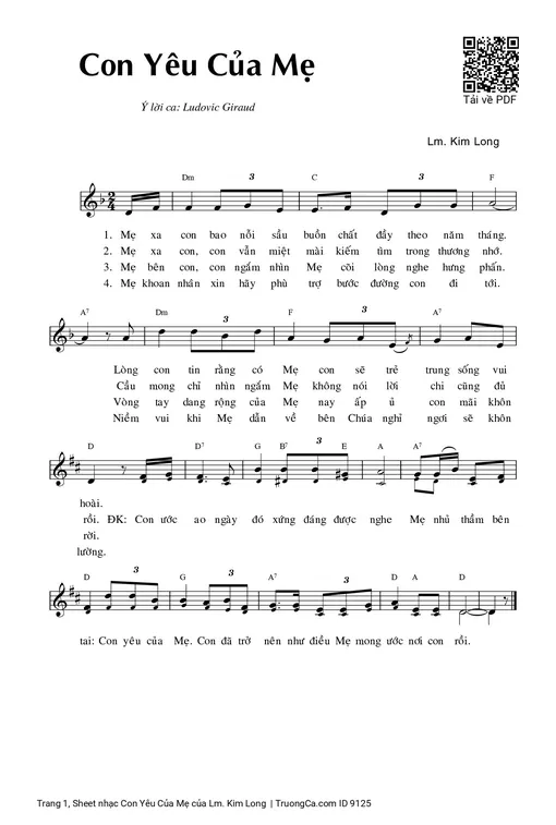 Sheet nhạc PDF bài Con Yêu Của Mẹ