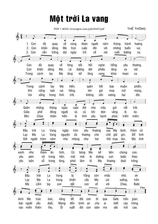 Sheet nhạc PDF bài Một Trời La Vang