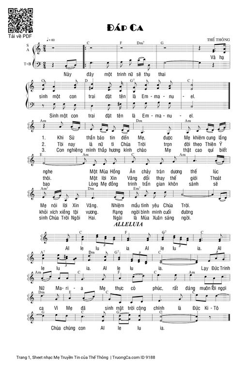 Sheet nhạc PDF bài Mẹ Truyền Tin