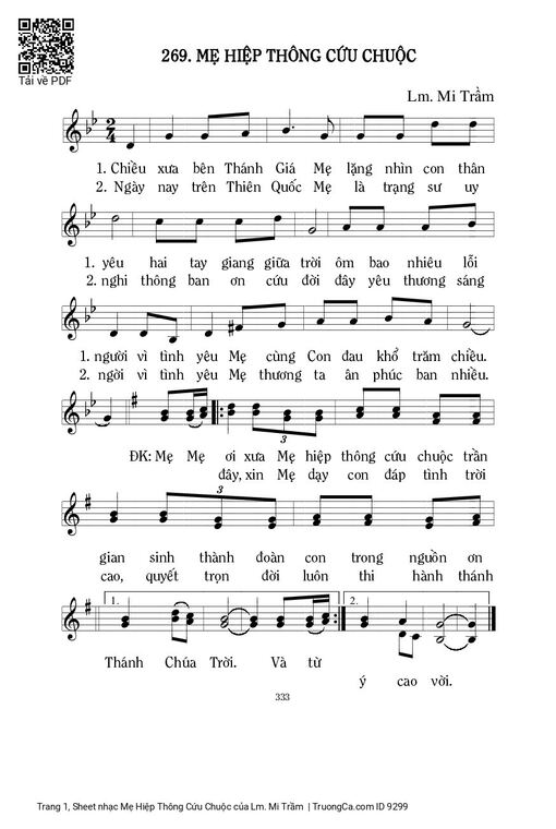 Sheet nhạc PDF bài Mẹ Hiệp Thông Cứu Chuộc