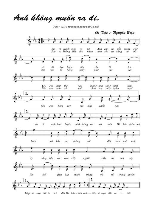 Anh không muốn ra đi (Qí shí bù xiǎng zǒu - 其实不想走)