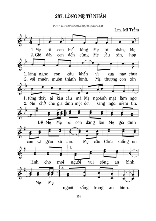 Sheet nhạc PDF bài Lòng Mẹ Từ Nhân