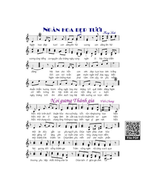 Sheet nhạc PDF bài Ngàn Hoa đẹp Tươi (bè)