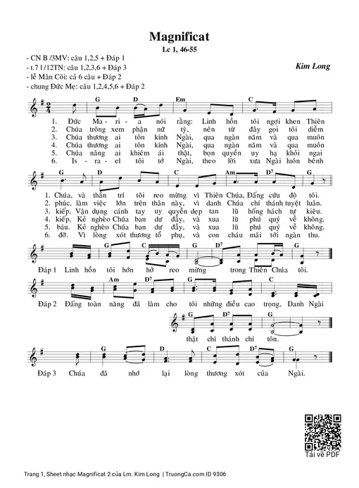 Sheet nhạc PDF bài Magnificat 2 - Lm. Kim Long