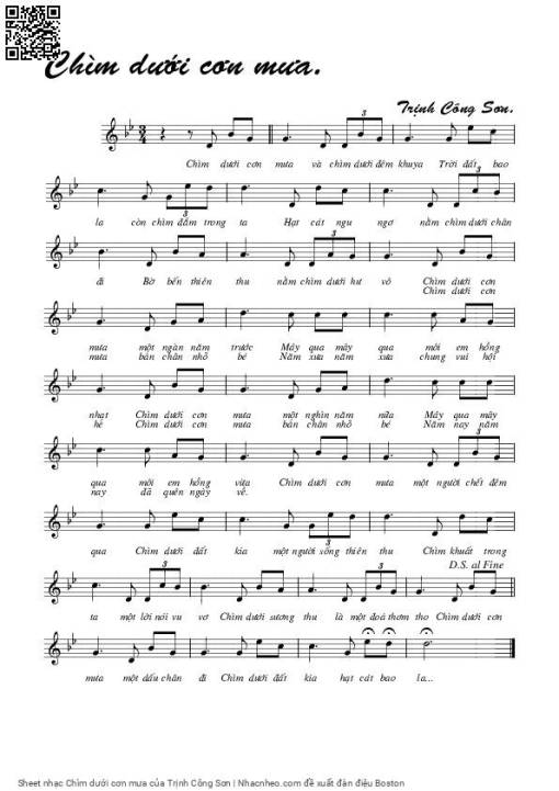 Sheet nhạc PDF bài Chìm dưới cơn mưa
