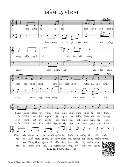 Sheet nhạc PDF bài điềm Lạ Vĩ đại