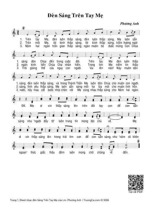 Sheet nhạc PDF bài đèn Sáng Trên Tay Mẹ