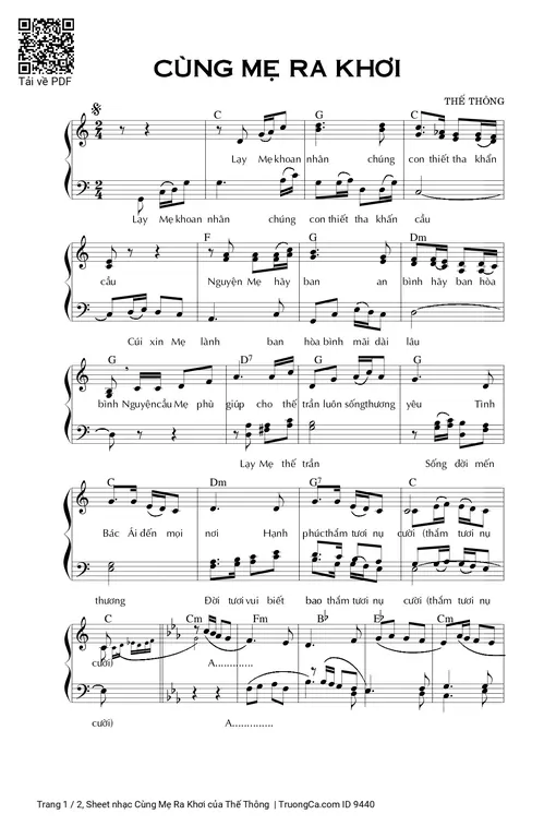 Sheet nhạc PDF bài Cùng Mẹ Ra Khơi