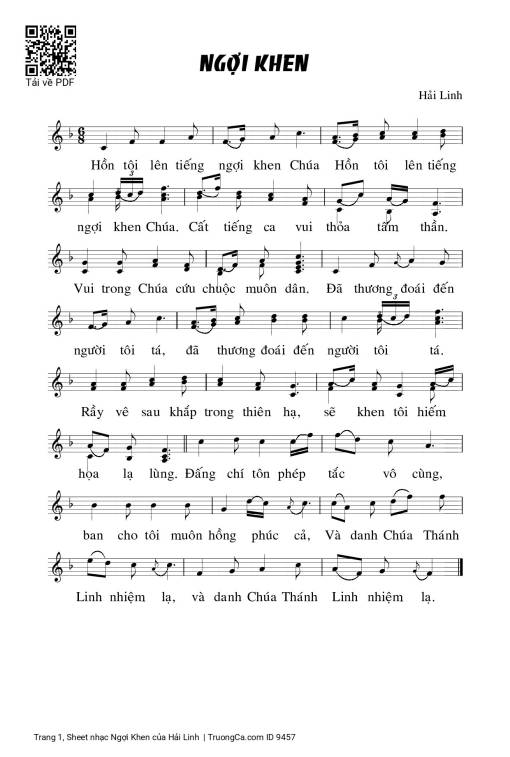 Sheet nhạc PDF bài Ngợi Khen - Hải Linh