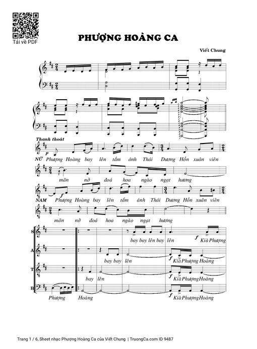 Sheet nhạc PDF bài Phượng Hoàng Ca