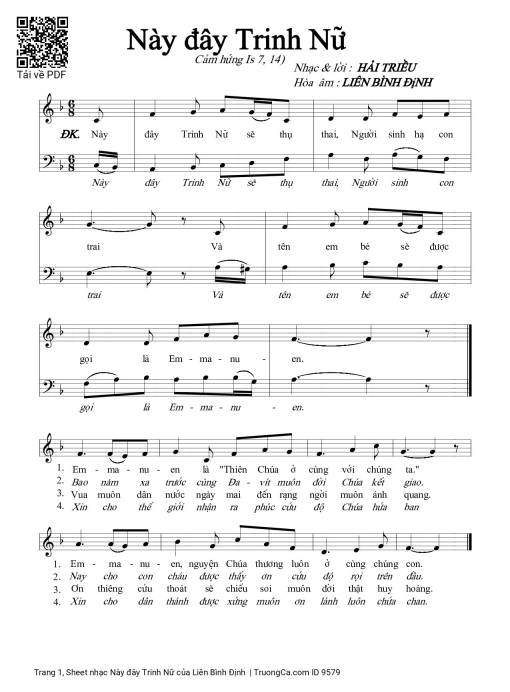 Sheet nhạc PDF bài Này đây Trinh Nữ