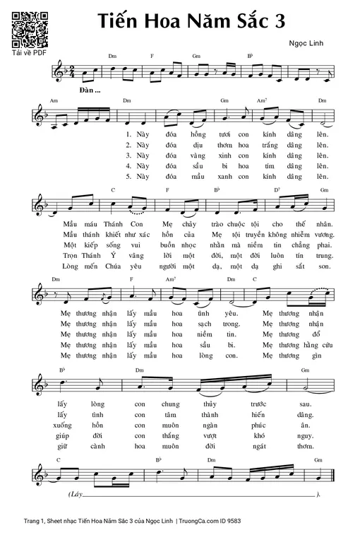 Sheet nhạc PDF bài Tiến Hoa Năm Sắc 3