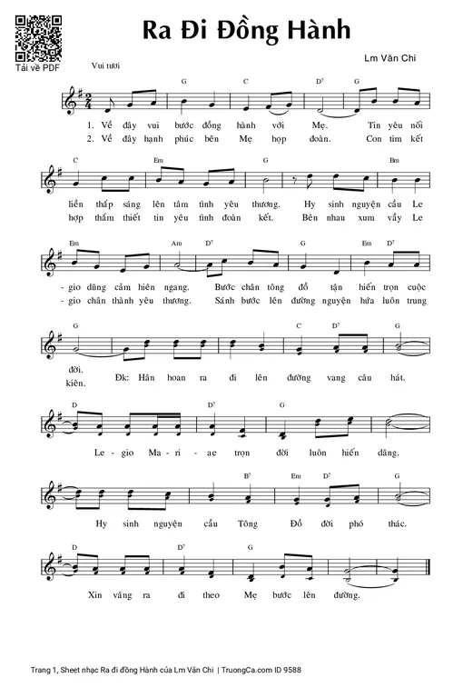 Sheet nhạc PDF bài Ra đi đồng Hành