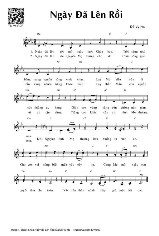 Sheet nhạc PDF bài Ngày đã Lên Rồi