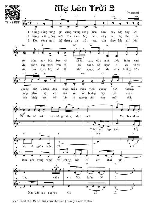 Sheet nhạc PDF bài Mẹ Lên Trời 2