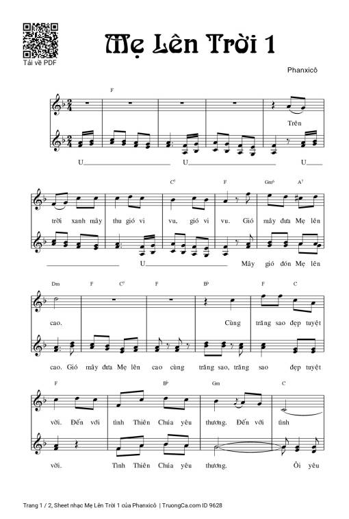 Sheet nhạc PDF bài Mẹ Lên Trời 1