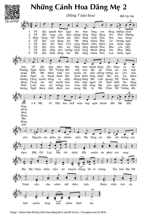 Sheet nhạc PDF bài Những Cánh Hoa Dâng Mẹ 2