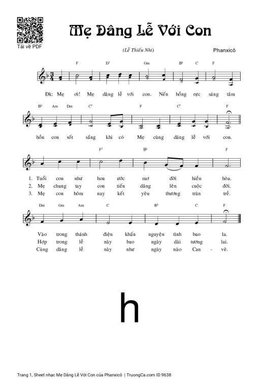 Sheet nhạc PDF bài Mẹ Dâng Lễ Với Con