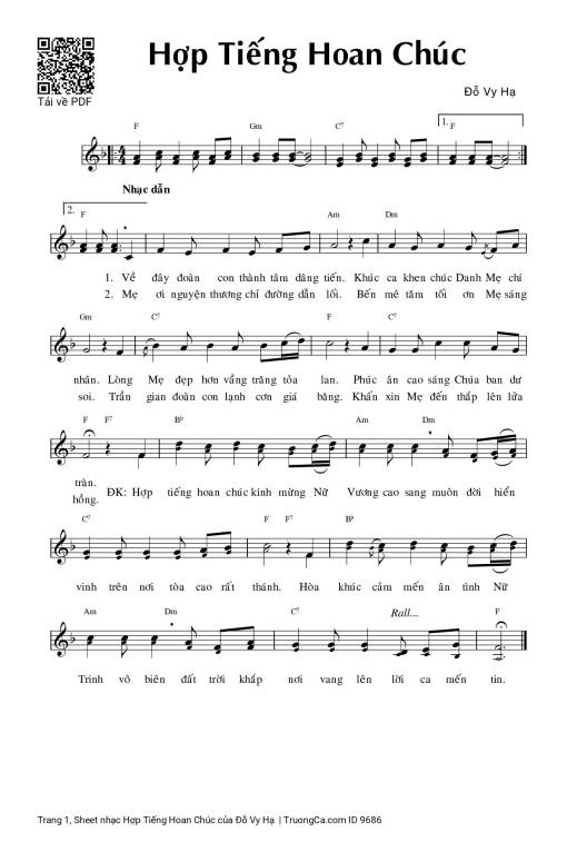 Sheet nhạc PDF bài Hợp Tiếng Hoan Chúc