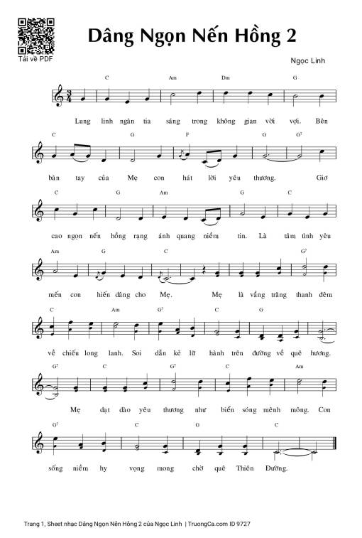 Sheet nhạc PDF bài Dâng Ngọn Nến Hồng 2