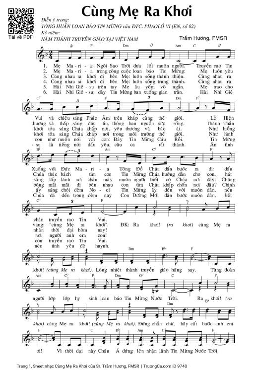 Sheet nhạc PDF bài Cùng Mẹ Ra Khơi