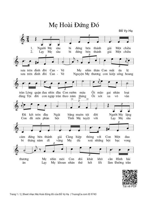 Sheet nhạc PDF bài Mẹ Hoài đứng đó