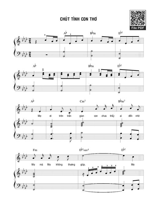 Sheet nhạc PDF bài Chút Tình Con Thơ (đệm hát Piano)