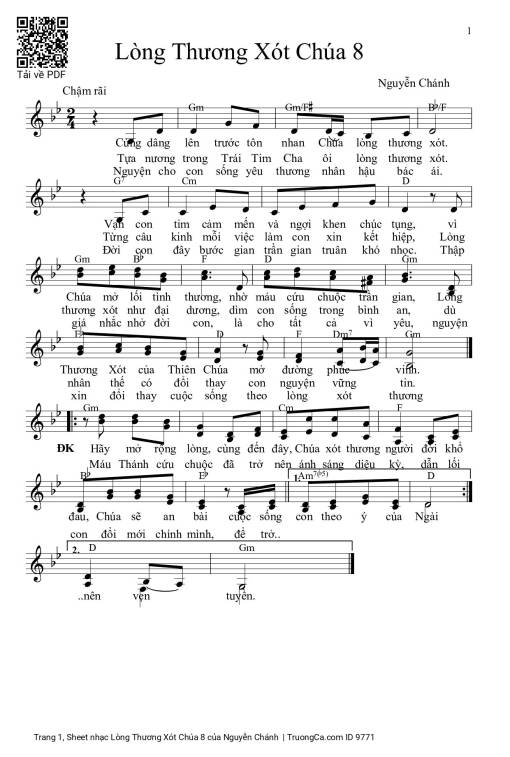 Sheet nhạc PDF bài Lòng Thương Xót Chúa 8