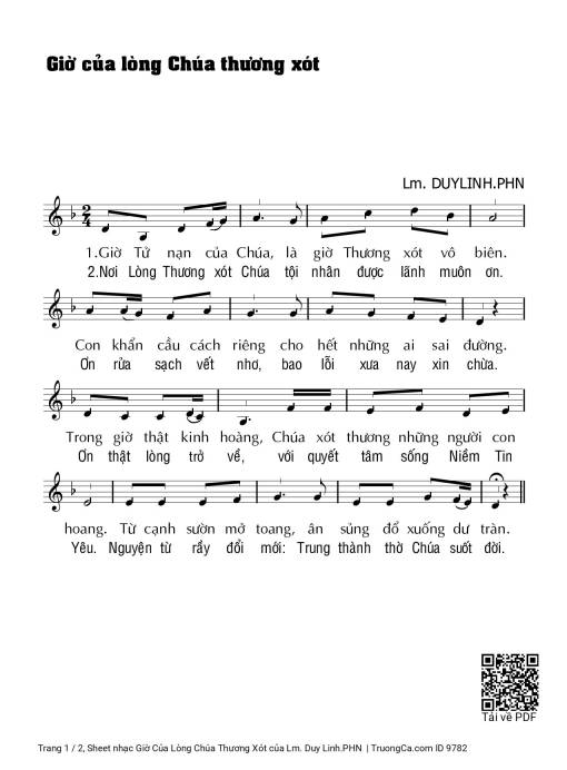 Sheet nhạc PDF bài Giờ Của Lòng Chúa Thương Xót