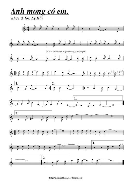 Sheet nhạc PDF bài Anh mong có em