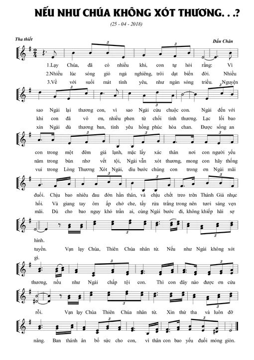 Sheet nhạc PDF bài Nếu Như Chúa Không Xót Thương...?