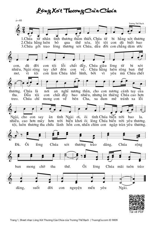 Sheet nhạc PDF bài Lòng Xót Thương Của Chúa