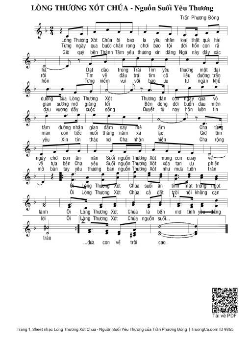 Sheet nhạc PDF bài Lòng Thương Xót Chúa - Nguồn Suối Yêu Thương