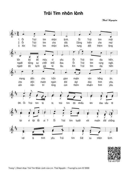 Sheet nhạc PDF bài Trái Tim Nhân Lành