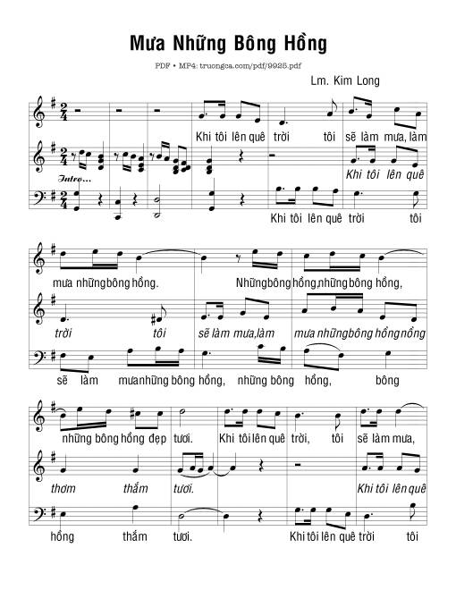 Sheet nhạc PDF bài Mưa Những Bông Hồng
