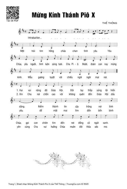 Sheet nhạc PDF bài Mừng Kính Thánh Pio X