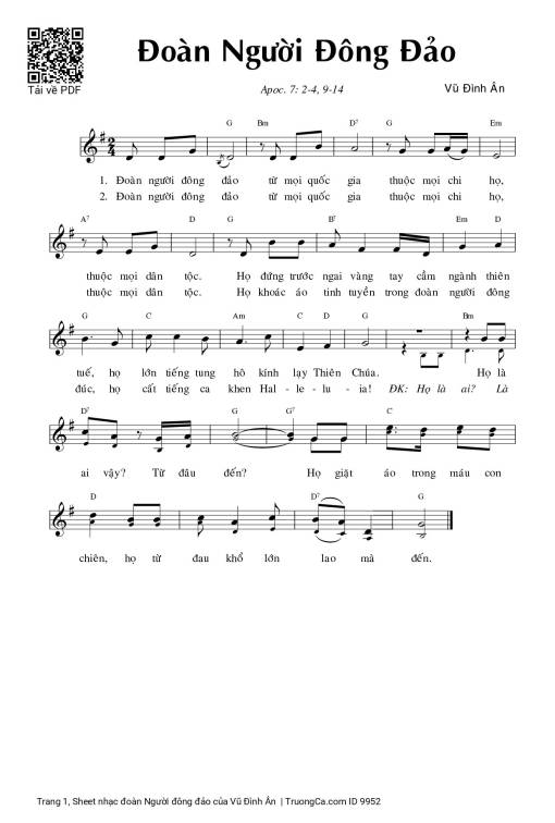 Sheet nhạc PDF bài đoàn Người đông đảo