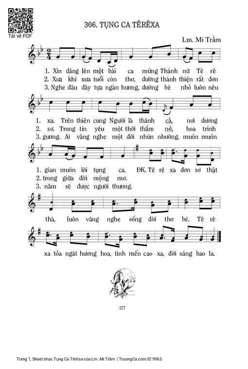 Sheet nhạc PDF bài Tụng Ca Têrêsa