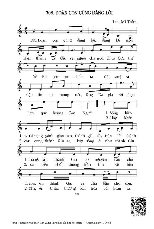 Sheet nhạc PDF bài đoàn Con Cùng Dâng Lời
