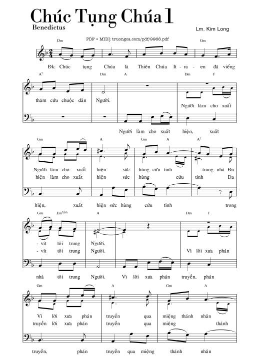 Sheet nhạc PDF bài Chúc Tụng Chúa (Benedictus) 1