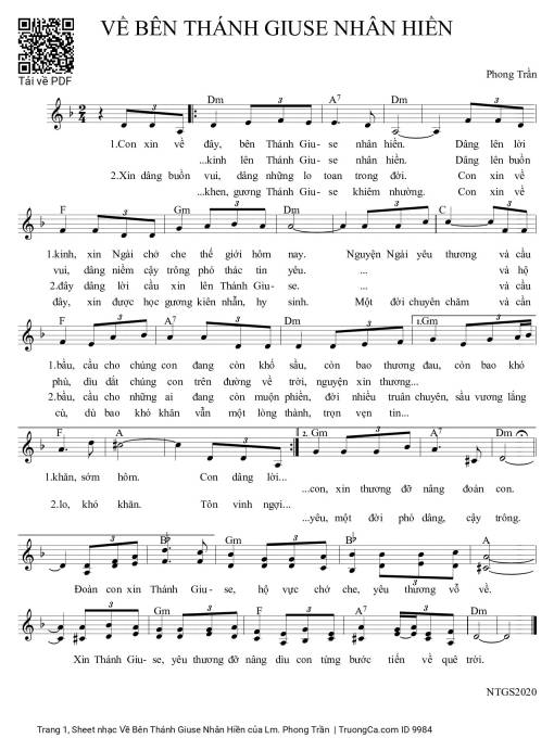 Sheet nhạc PDF bài Về Bên Thánh Giuse Nhân Hiền