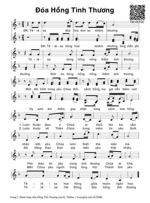 Sheet nhạc PDF bài đóa Hồng Tình Thương